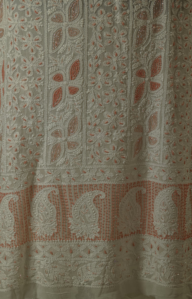 Urviya Unstiched Chikankari Georgette Suit Piece With Colourful Cutdana and Pearl Work