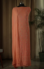 Urviya Unstiched Chikankari Georgette Suit Piece With Colourful Cutdana and Pearl Work