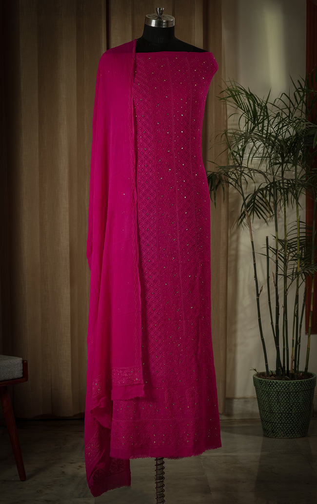 Urviya Unstiched Chikankari Georgette Suit Piece with Mukaish