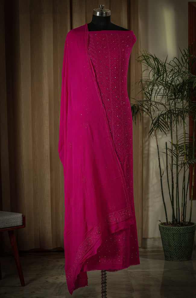 Urviya Unstiched Chikankari Georgette Suit Piece with Mukaish