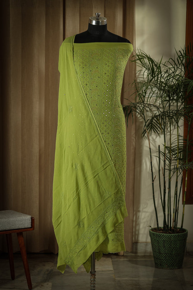Urviya Unstiched Chikankari Georgette Suit Piece with Mukaish