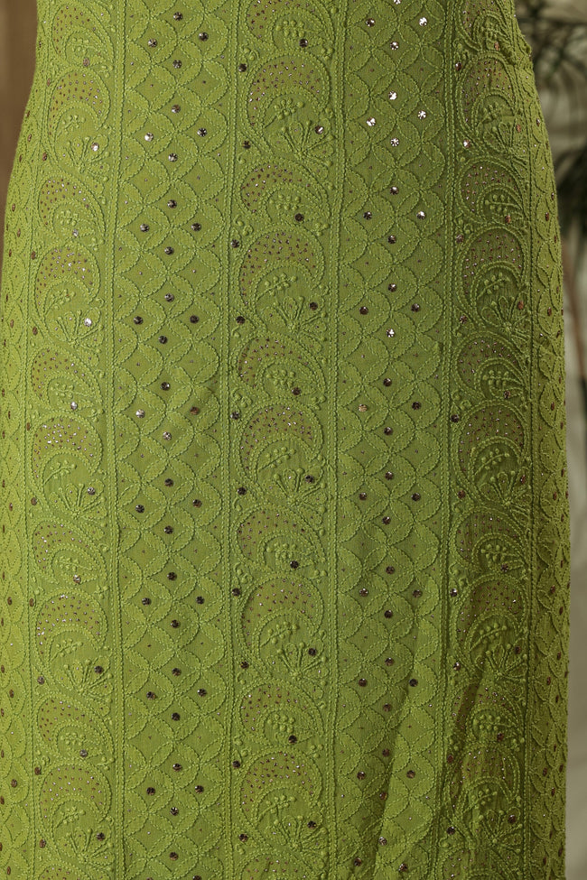 Urviya Unstiched Chikankari Georgette Suit Piece with Mukaish