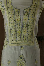 Urviya Unstiched Chikankari Chanderi Suit with Coloured Thread