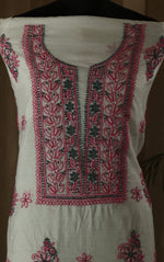 Urviya Unstiched Chikankari Chanderi Suit with Coloured Thread