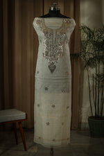 Urviya Unstiched Chikankari Pure Organza Suit With Pitta Work