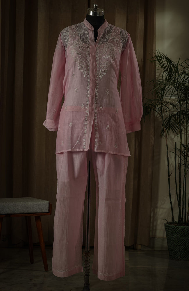Urviya Semi Stiched Chikankari Cotton Co-ord Set