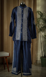 Urviya Semi Stiched Chikankari Chanderi Co-ord Set with Mukaish and Pitta Work