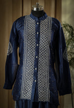 Urviya Semi Stiched Chikankari Chanderi Co-ord Set with Mukaish and Pitta Work