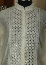 Urviya Semi Stiched Chikankari Chanderi Co-ord Set with Mukaish and Pitta Work