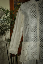 Urviya Semi Stiched Chikankari Chanderi Co-ord Set with Mukaish and Pitta Work