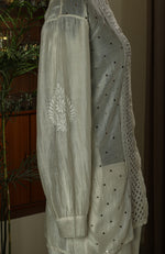 Urviya Semi Stiched Chikankari Chanderi Co-ord Set with Mukaish and Pitta Work