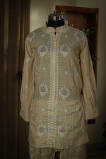 Urviya Semi Stiched Chikankari Pure Tissue Co-ord Set with Mukaish Work - Pattern 2