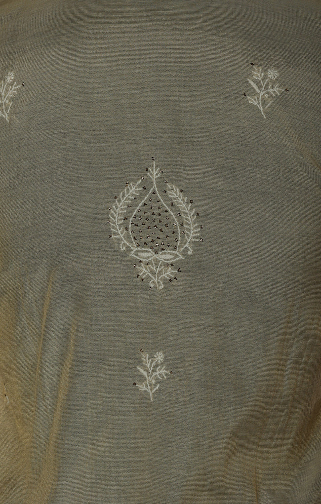 Urviya Semi Stiched Chikankari Pure Tissue Co-ord Set with Mukaish Work - Pattern 2