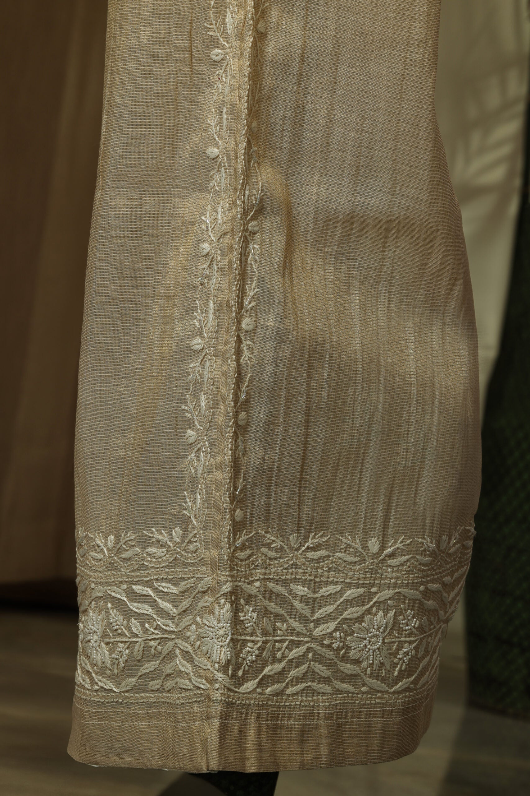 Urviya Semi Stiched Chikankari Pure Tissue Co-ord Set with Mukaish Work - Pattern 1