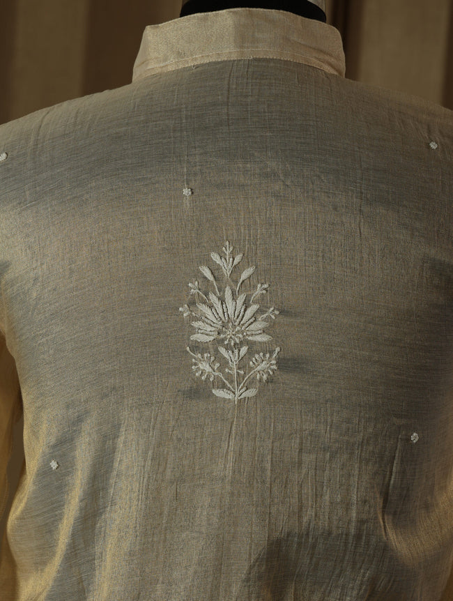 Urviya Semi Stiched Chikankari Pure Tissue Co-ord Set with Mukaish Work - Pattern 1