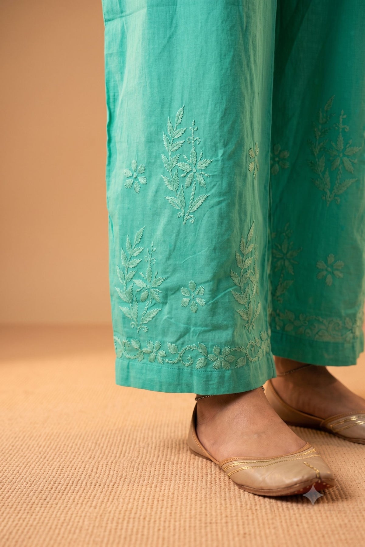 Green Dobby Cotton Chikankari 2 Piece Set