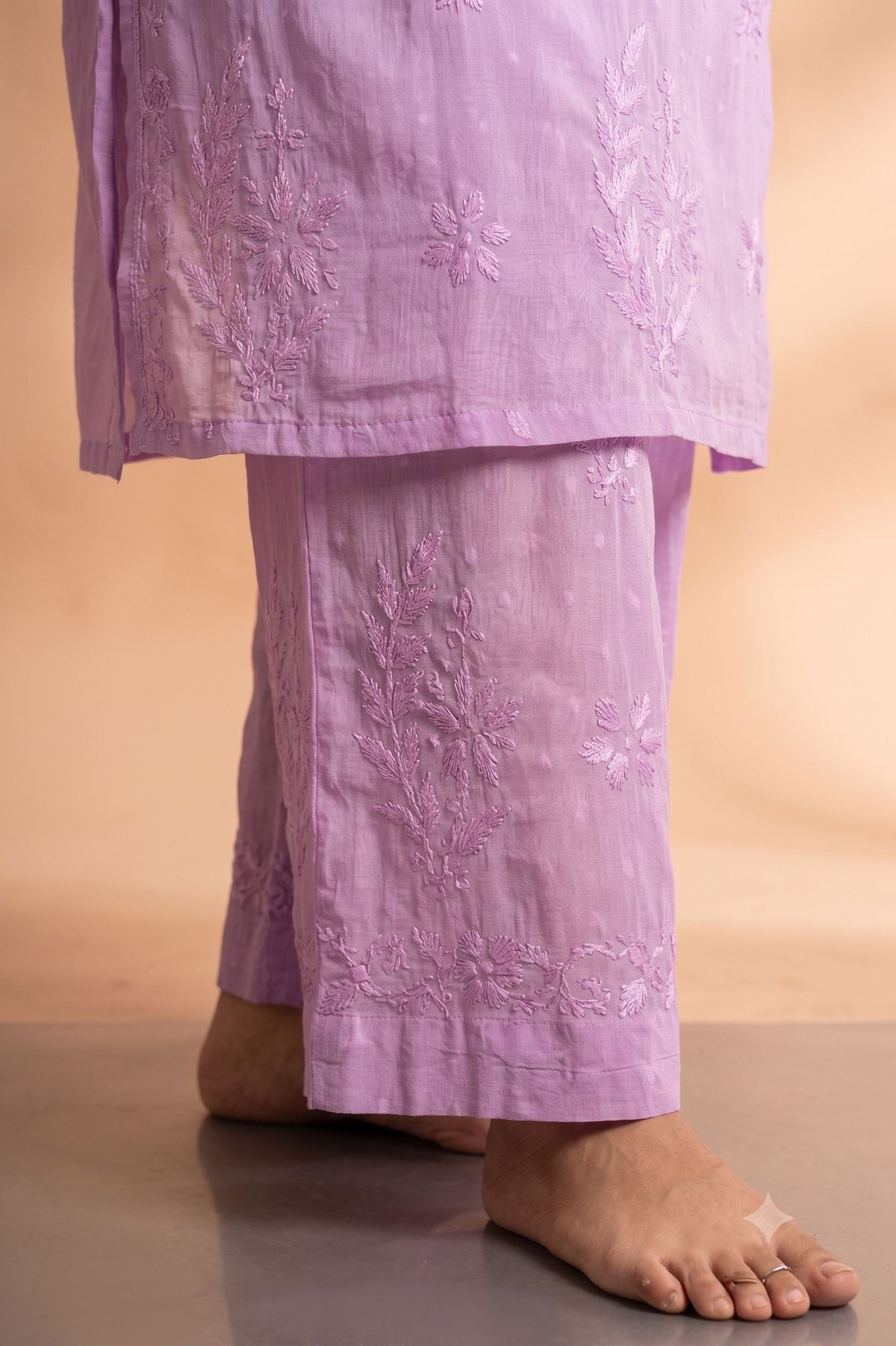 Pink Dobby Cotton Chikankari 2 Piece Set