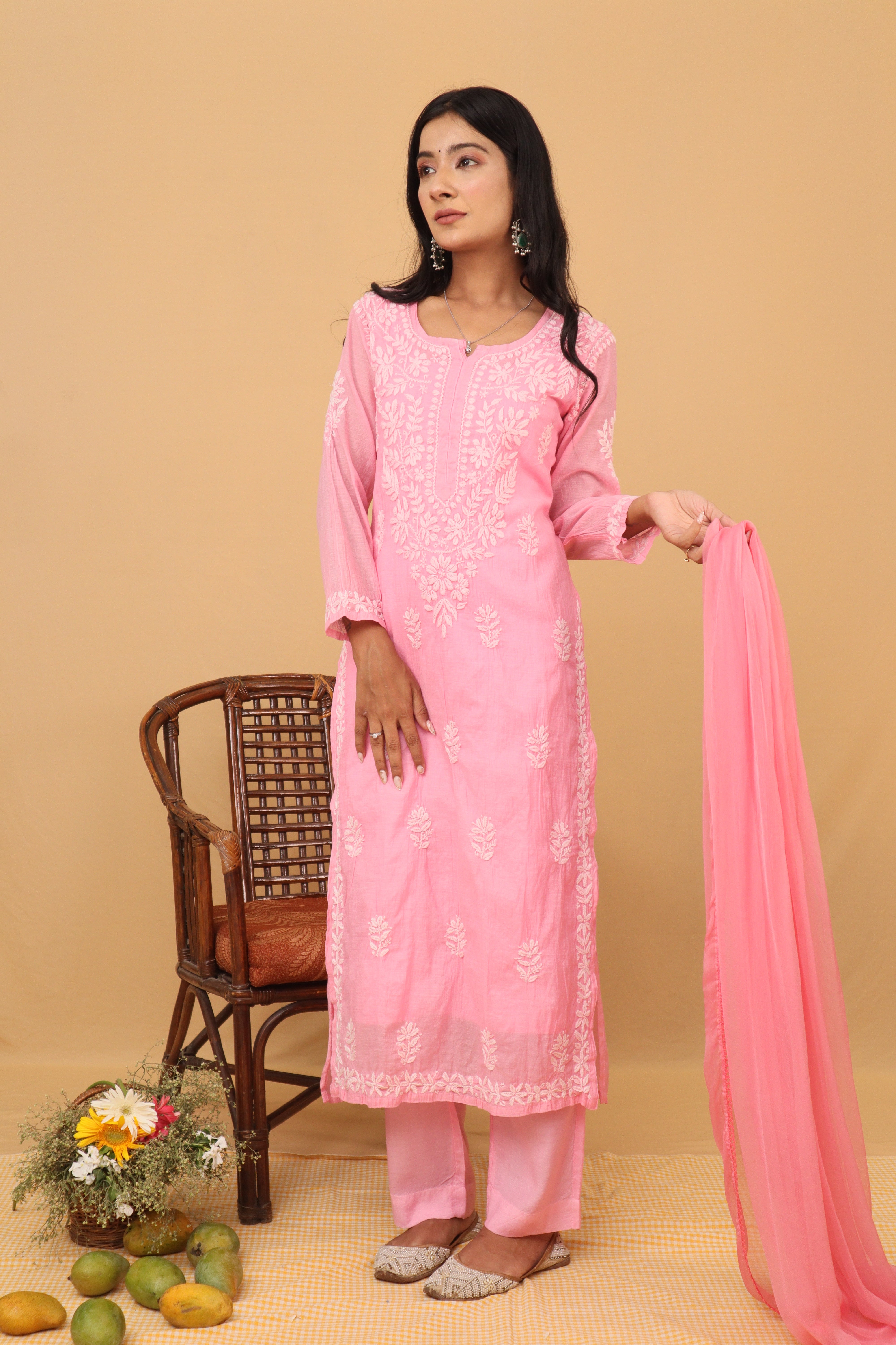Pink Chiffon Dupatta - 191