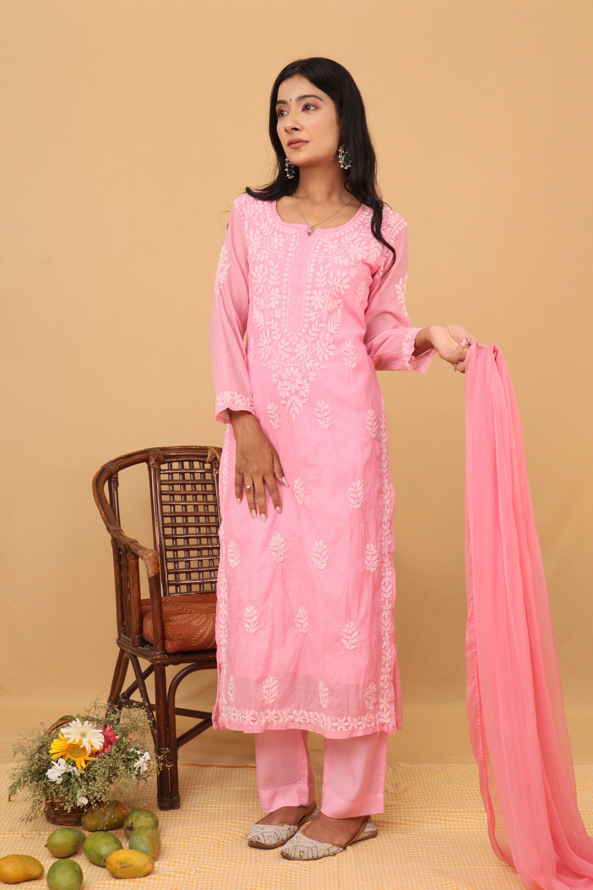 Pink Chiffon Dupatta - 191