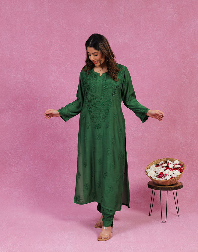 Urviya Chikankari Muslin 2 piece Bakhiya Ghaaspatti Work and Gala Boota