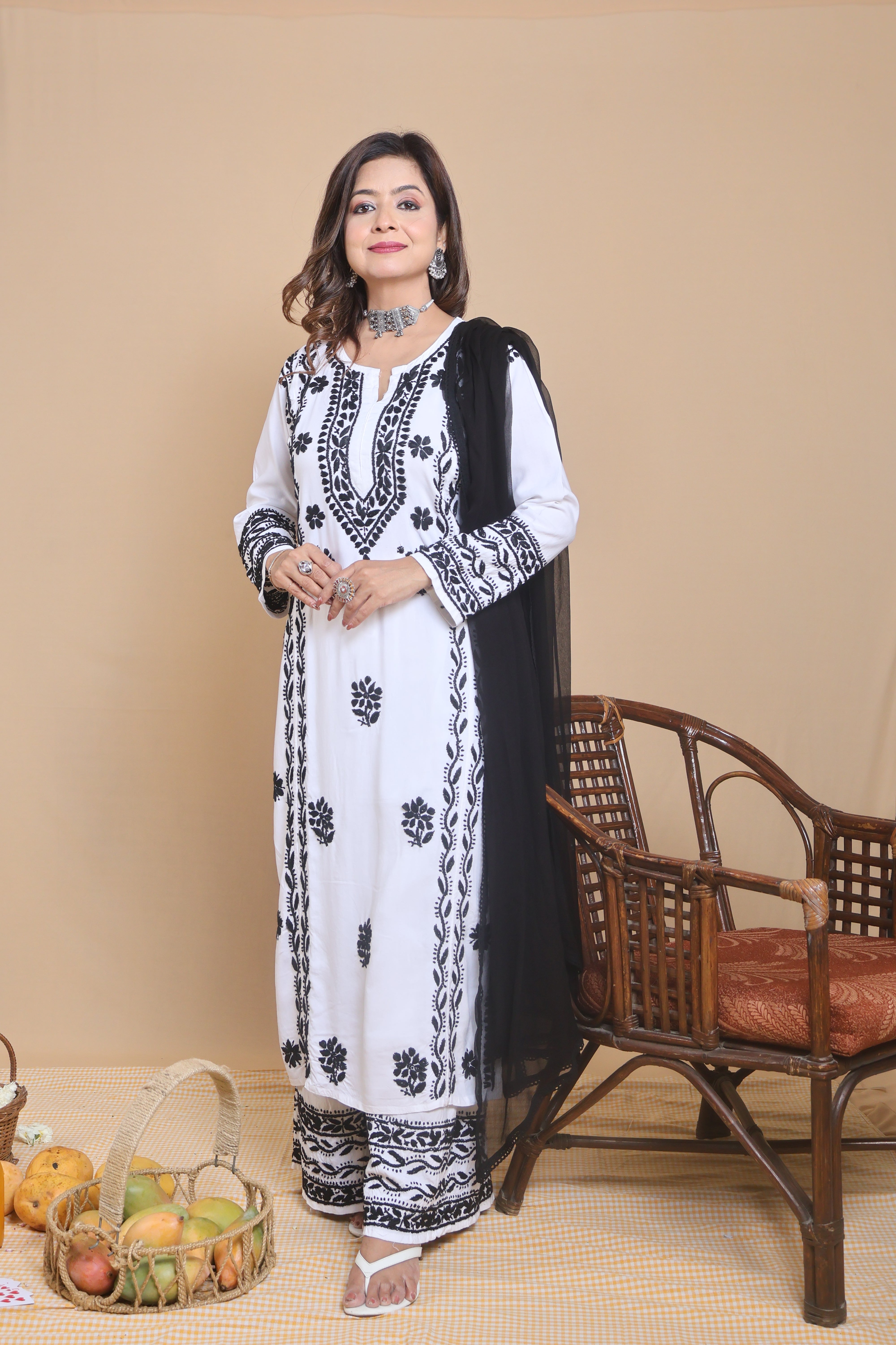 White Rayon Panel 2 Piece Set
