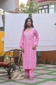 Pink Angarkha Cotton 2 Piece Set