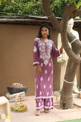 Purple Rayon Gala Boota 2 Piece Set