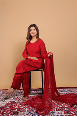 Red Chanderi Short Kurti