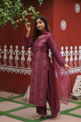 Onion Chanderi Bakhiya 2 Piece Set