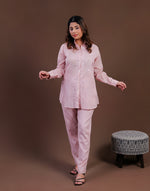 Urviya Chikankari Co-ord Set Maheshwari Cotton Light Pink