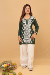 Dark Green Modal Short Kurta Panel 2 Piece Set