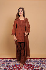 Brown Chanderi Short Kurti