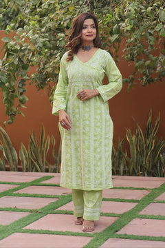 Green Angarkha Cotton 2 Piece Set