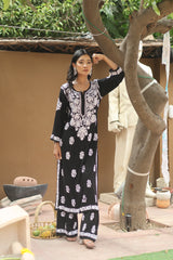 Black Rayon Gala Boota 2 Piece Set
