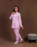 Urviya Chikankari Co-ord Set Maheshwari Cotton Baby Pink