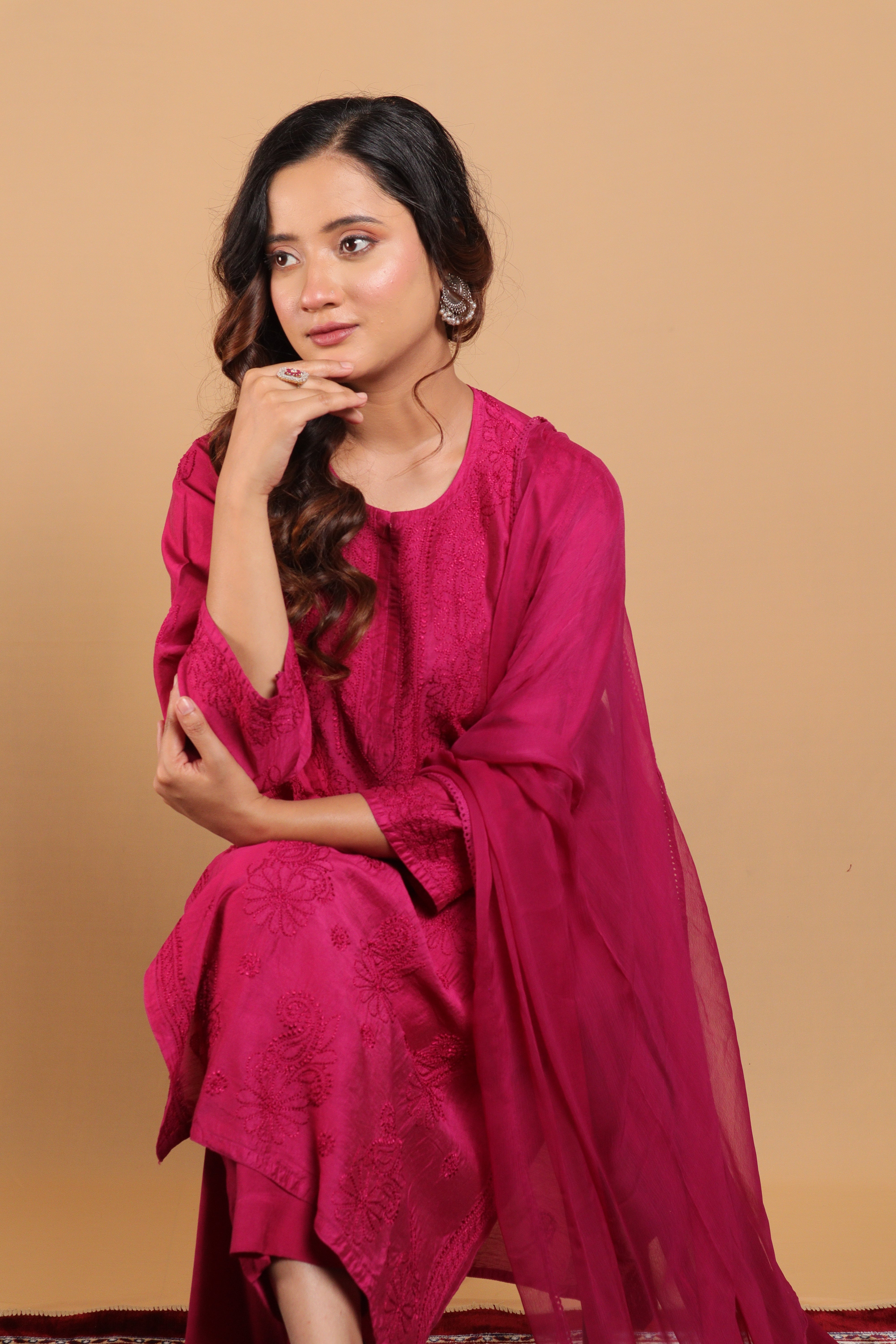 Purple Chanderi Long Kurti