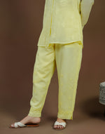 Urviya Chikankari Co-ord Set Maheshwari Cotton Lemon Yellow