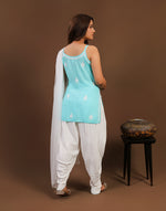 Urviya Chikankari Modal Short Kurti - Spaghetti Strap Top Sea Green