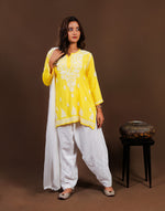 Urviya Chikankari Rayon Short Kurti Yellow