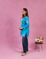 Urviya Chikankari Rayon Short Kurti Blue