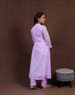Urviya Chikankari Kota Doria 2 Piece Set - Side Button Purple