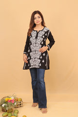 Black Modal Short Kurta Panel