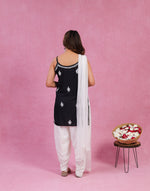 Urviya Chikankari Modal Short Kurti - Spaghetti Strap Top Black