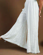 Urviya Chikankari Viscose Georgette Bottoms with Crochet - Sharara White