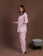 Urviya Chikankari Co-ord Set Maheshwari Cotton Baby Pink