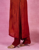 Urviya Chikankari Muslin 3 piece set - Bakhiya Ghaaspatti Work and Gala Boota Brick Red