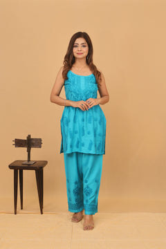 Peacock Chanderi Spaghetti Ghaaspatti 3 Piece Set