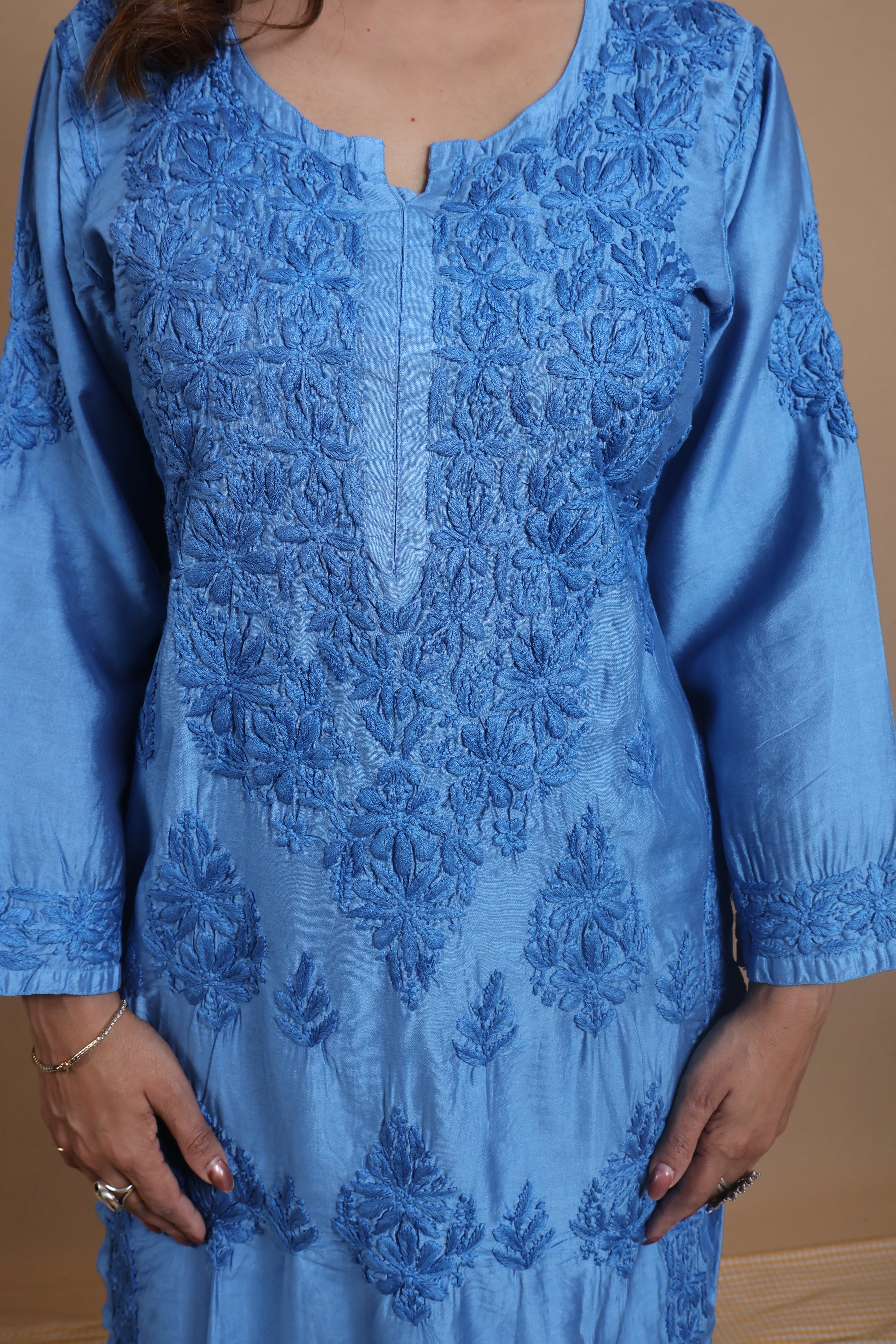 Blue Chanderi Ghaspatti 2 Piece Set