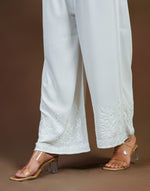 Urviya Chikankari Rayon Bottoms - Pallazo White