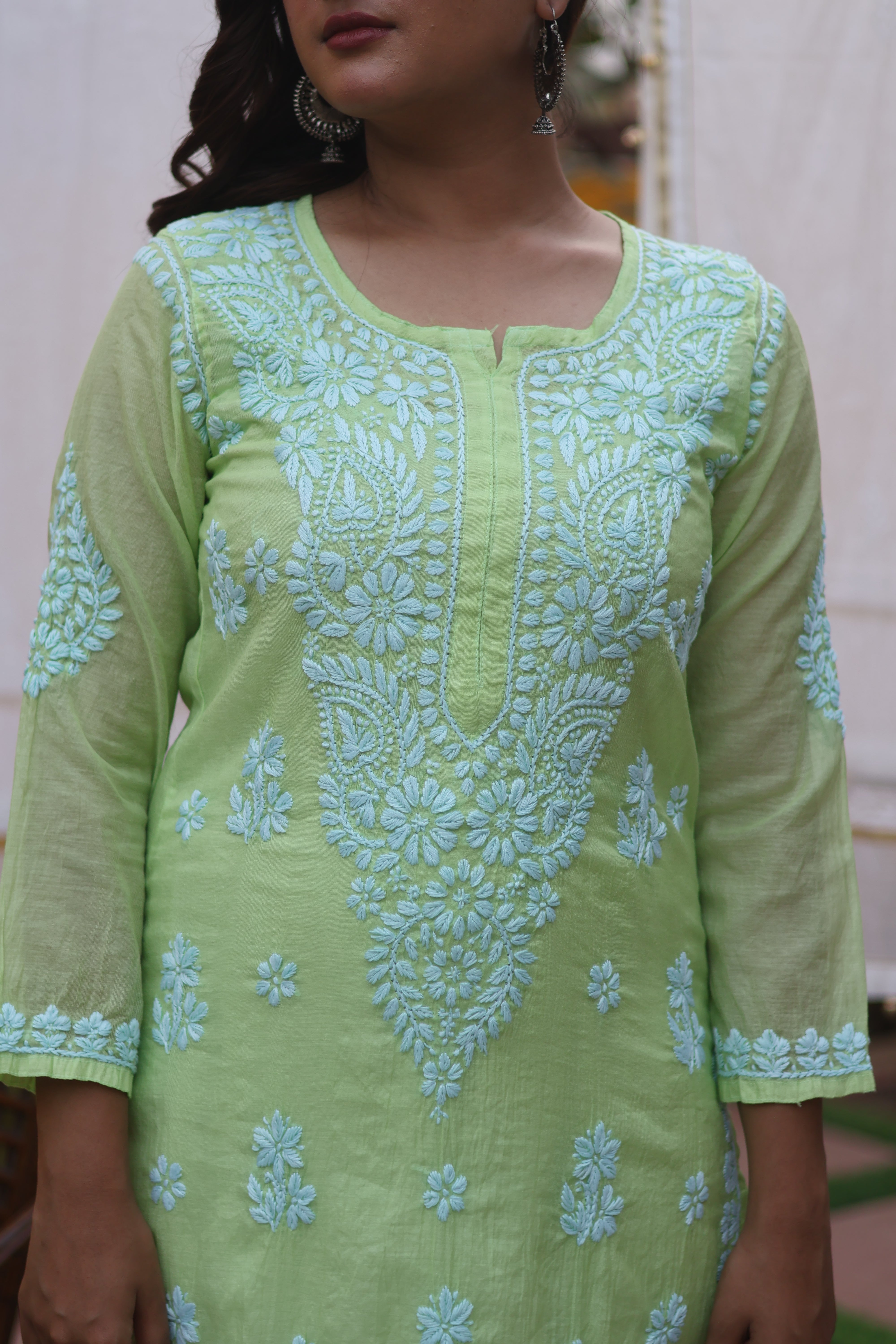 Green Mul Chanderi Ghaspatti 2 Piece Set